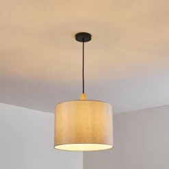 Lampes En Tissu-hofstein Suspension Adelboden Bois clair, Noir, 1 lumière