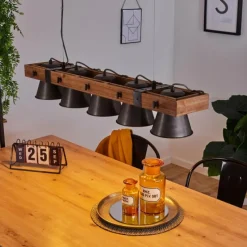 Lampes Vintages & Rétros-hofstein Suspension Aduard Bois foncé, Noir, 5 lumières