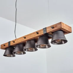 Lampes Vintages & Rétros-hofstein Suspension Aduard Bois foncé, Noir, 5 lumières