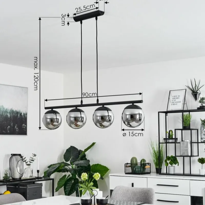 hofstein Suspension Agropoli Noir, 4 lumières