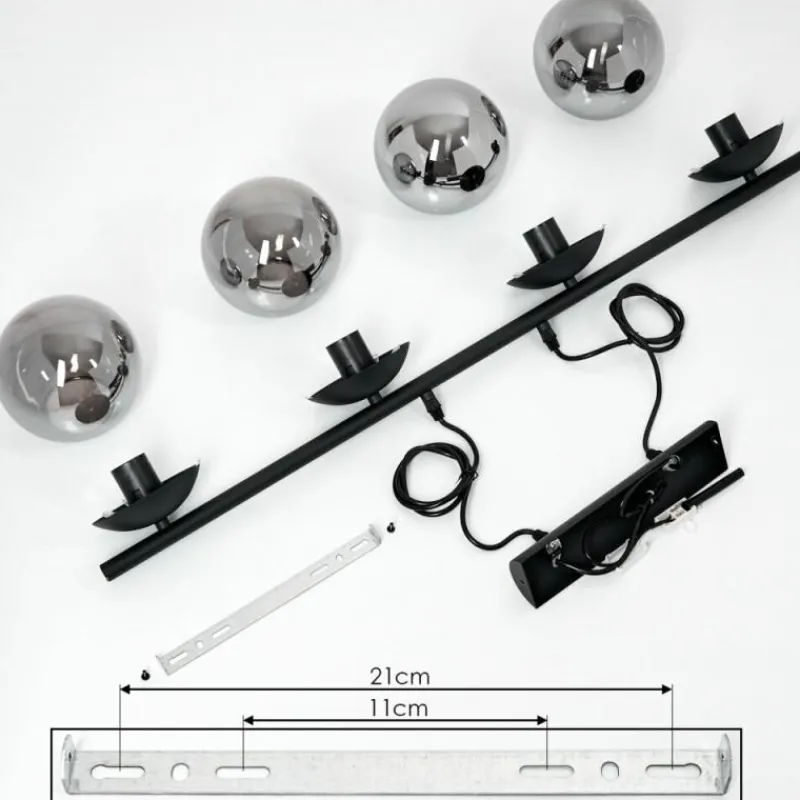 hofstein Suspension Agropoli Noir, 4 lumières