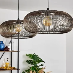 hofstein Suspension Agueda Noir, 2 lumières