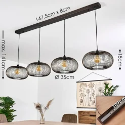 hofstein Suspension Agueda Noir, 4 lumières