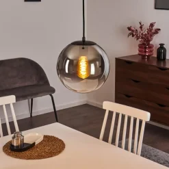 Suspension Verre Fumé-hofstein Suspension Ahanga Noir, 1 lumière