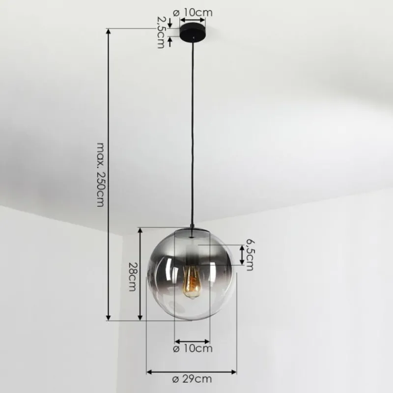 Suspension Verre Fumé-hofstein Suspension Ahanga Noir, 1 lumière