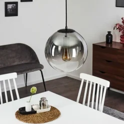 Suspension Verre Fumé-hofstein Suspension Ahanga Noir, 1 lumière