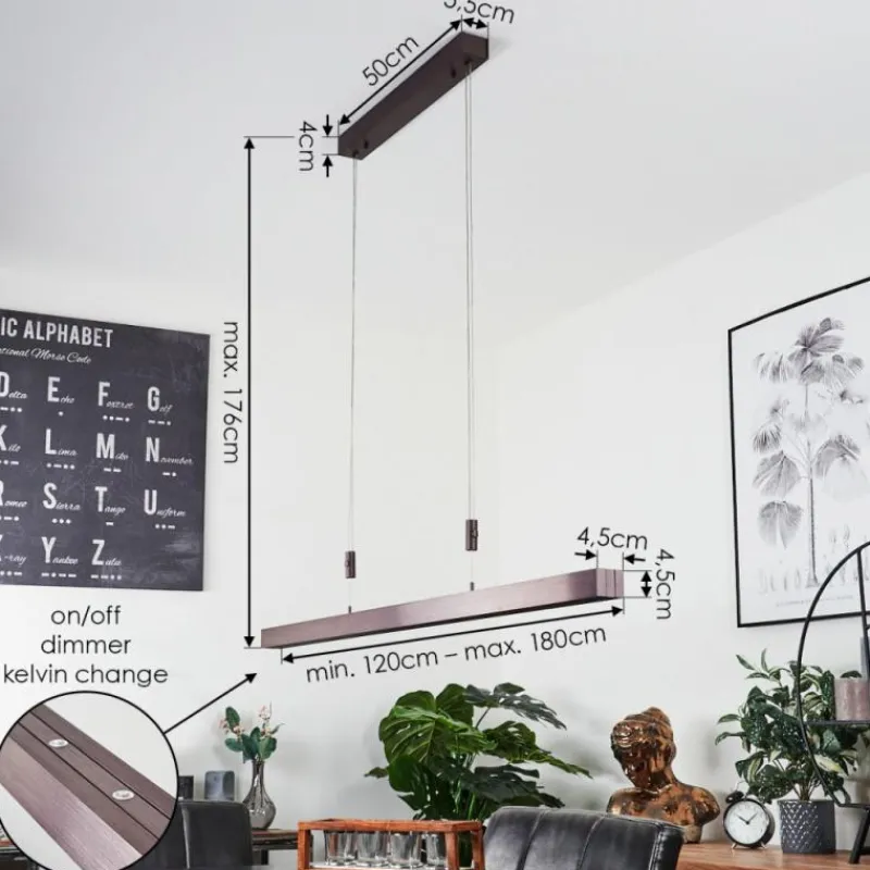 hofstein Suspension Airolo LED Brun, 3 lumières