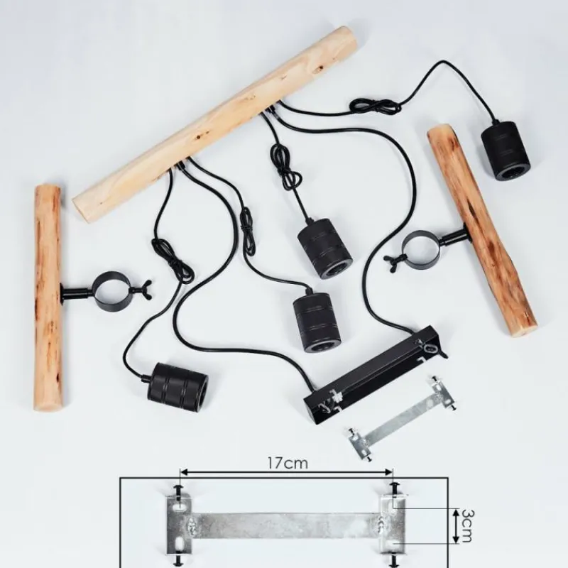 hofstein Suspension Ajaccio Bois clair, Noir, 4 lumières