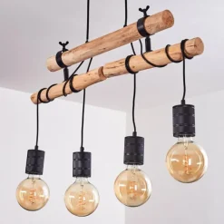 hofstein Suspension Ajaccio Bois clair, Noir, 4 lumières