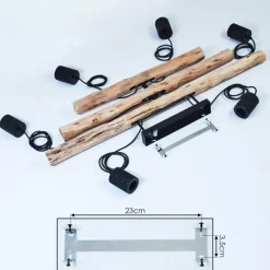 Style Boho-Chic-hofstein Suspension Ajaccio Bois clair, Noir, 6 lumières