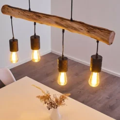 Luminaires Scandinaves-hofstein Suspension Ajaccio Bois foncé, Noir, 4 lumières