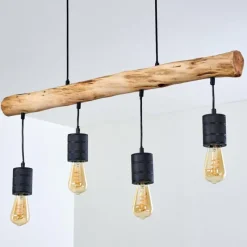 Luminaires Scandinaves-hofstein Suspension Ajaccio Bois foncé, Noir, 4 lumières