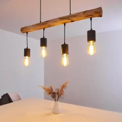 Luminaires Scandinaves-hofstein Suspension Ajaccio Bois foncé, Noir, 4 lumières