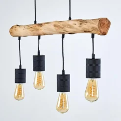 Luminaires Scandinaves-hofstein Suspension Ajaccio Bois foncé, Noir, 4 lumières