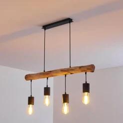 Luminaires Scandinaves-hofstein Suspension Ajaccio Bois foncé, Noir, 4 lumières