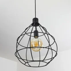 Lampes Vintages & Rétros-hofstein Suspension Alafe Noir, 1 lumière