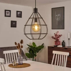 Lampes Vintages & Rétros-hofstein Suspension Alafe Noir, 1 lumière