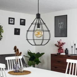 Lampes Vintages & Rétros-hofstein Suspension Alafe Noir, 1 lumière