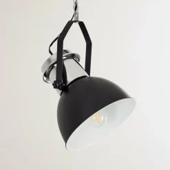 Lampes Industrielles-hofstein Suspension Alamosa Chrome, Noir, 1 lumière