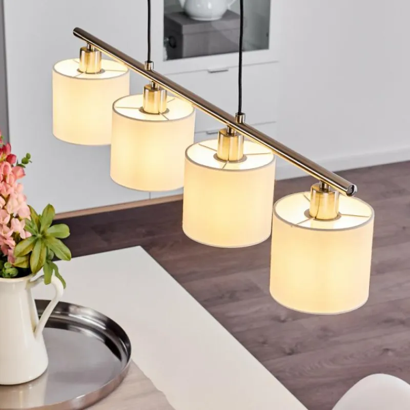 Lampes En Tissu-hofstein Suspension Alsen Nickel mat, 4 lumières