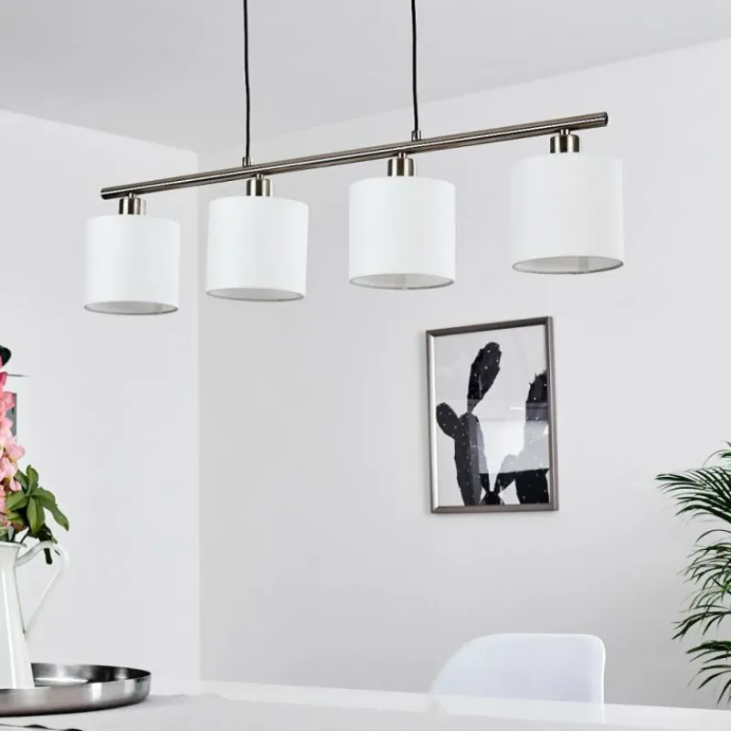 Lampes En Tissu-hofstein Suspension Alsen Nickel mat, 4 lumières