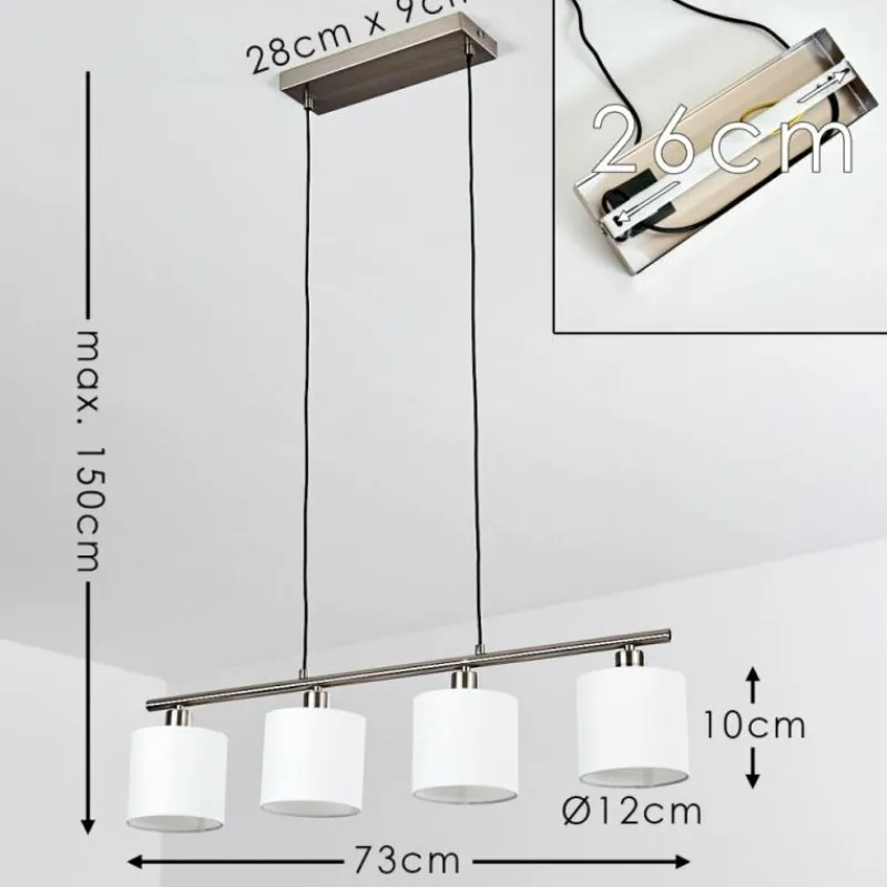 Lampes En Tissu-hofstein Suspension Alsen Nickel mat, 4 lumières