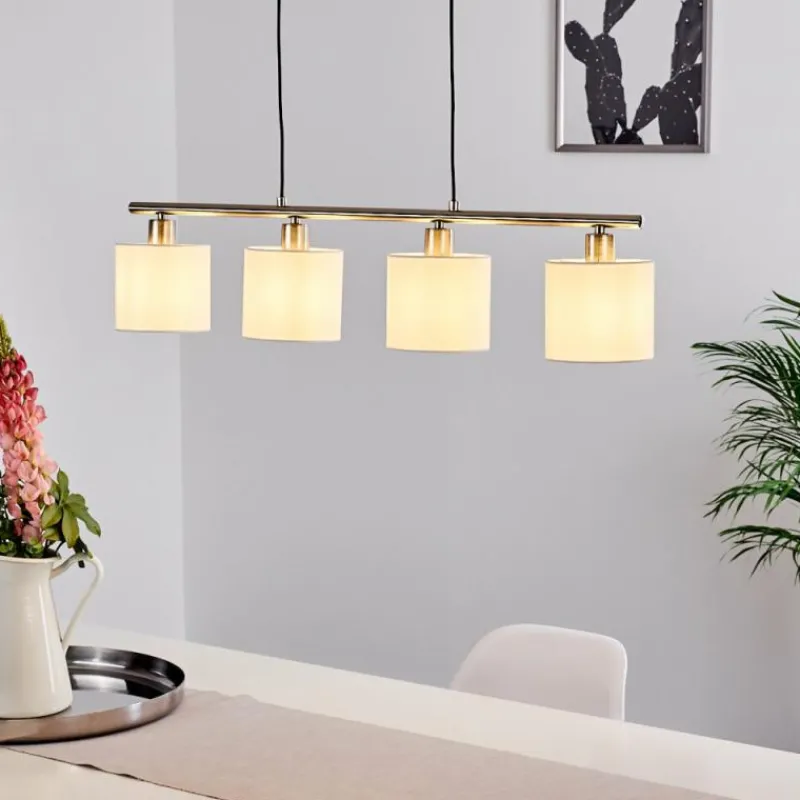 Lampes En Tissu-hofstein Suspension Alsen Nickel mat, 4 lumières