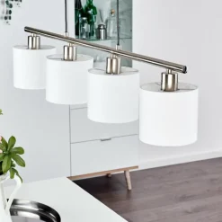 Lampes En Tissu-hofstein Suspension Alsen Nickel mat, 4 lumières