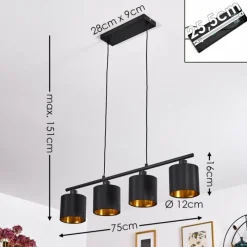 Lampes En Tissu-hofstein Suspension Alsen Noir, 4 lumières