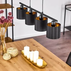 Lampes En Tissu-hofstein Suspension Alsen Noir, 4 lumières