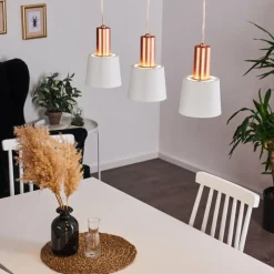 Luminaires Scandinaves-hofstein Suspension Altamiros Cuivre, Blanc, 3 lumières