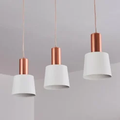 Luminaires Scandinaves-hofstein Suspension Altamiros Cuivre, Blanc, 3 lumières
