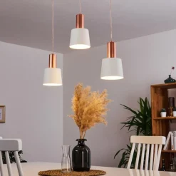 Luminaires Scandinaves-hofstein Suspension Altamiros Cuivre, Blanc, 3 lumières