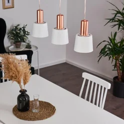 Luminaires Scandinaves-hofstein Suspension Altamiros Cuivre, Blanc, 3 lumières