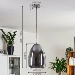 Suspension Verre Fumé-hofstein Suspension Alvares Chrome, 1 lumière