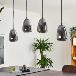 Suspension Verre Fumé-hofstein Suspension Alvares Chrome, 4 lumières