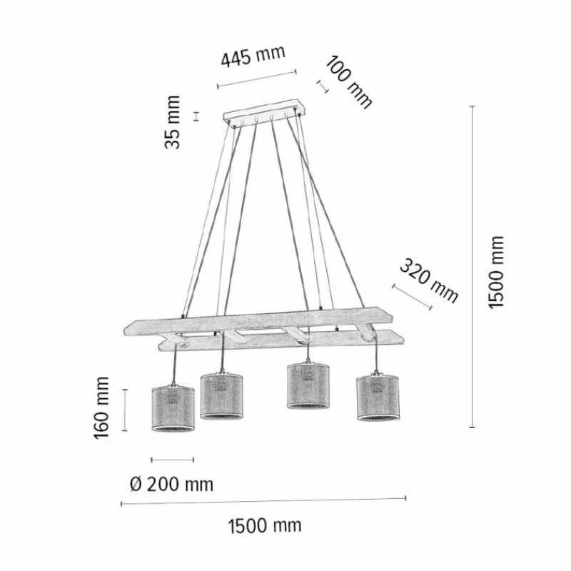 Lampes En Tissu-hofstein Suspension Amaichá Écru, 4 lumières