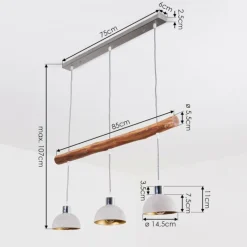Luminaires Rustiques-hofstein Suspension Ambri Bois clair, Nickel mat, 3 lumières