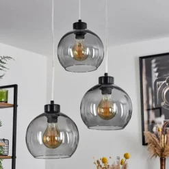 Suspension Verre Fumé-hofstein Suspension Andeer Noir, 3 lumières
