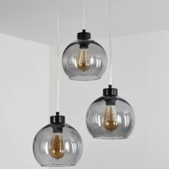 Suspension Verre Fumé-hofstein Suspension Andeer Noir, 3 lumières