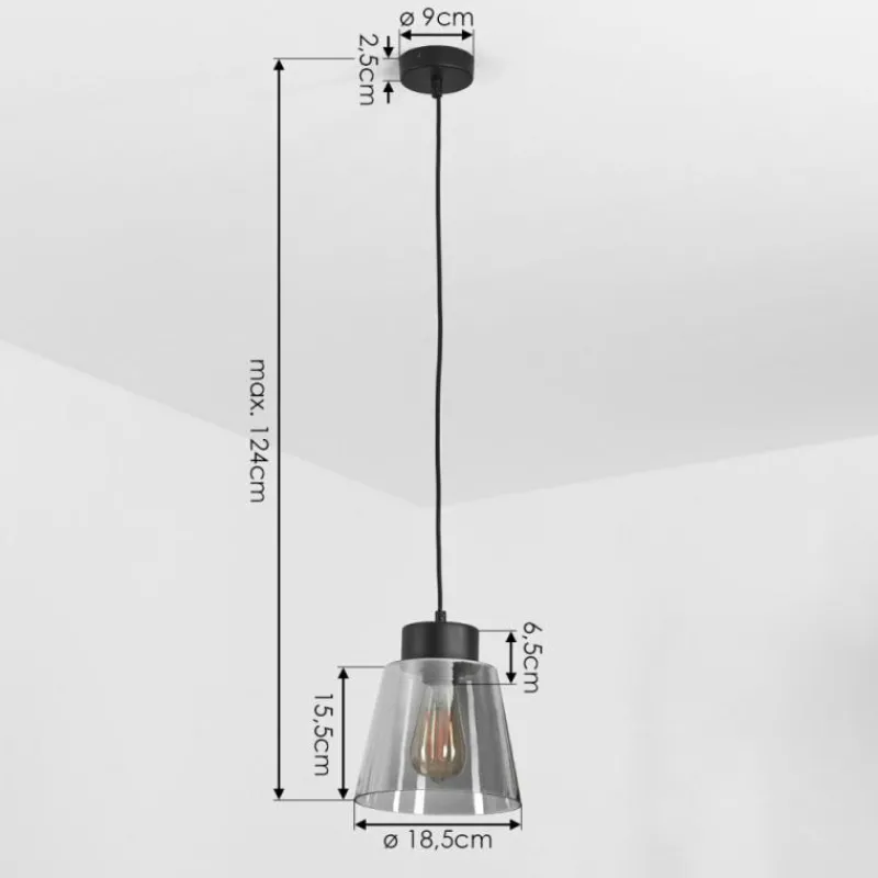 Suspension Verre Fumé-hofstein Suspension Angelshaug Noir, 1 lumière