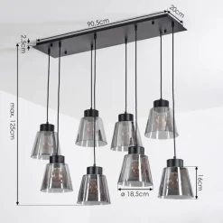 Suspension Verre Fumé-hofstein Suspension Angelshaug Noir, 8 lumières