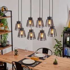 Suspension Verre Fumé-hofstein Suspension Angelshaug Noir, 8 lumières