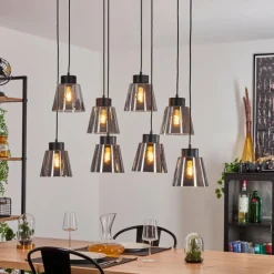 Suspension Verre Fumé-hofstein Suspension Angelshaug Noir, 8 lumières