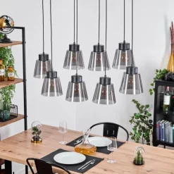 Suspension Verre Fumé-hofstein Suspension Angelshaug Noir, 8 lumières