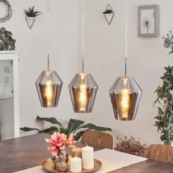 Suspension Verre Fumé-hofstein Suspension Anjou Chrome, 3 lumières