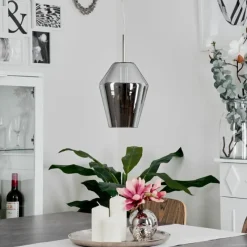 Suspension Verre Fumé-hofstein Suspension Anjou Chrome, 1 lumière