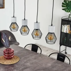 Lampes Vintages & Rétros-hofstein Suspension Annadale Gris, Noir, 4 lumières