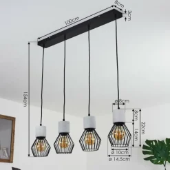 Lampes Vintages & Rétros-hofstein Suspension Annadale Gris, Noir, 4 lumières