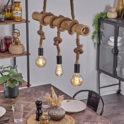 Luminaires Scandinaves-hofstein Suspension Asmara Brun, Écru, 3 lumières